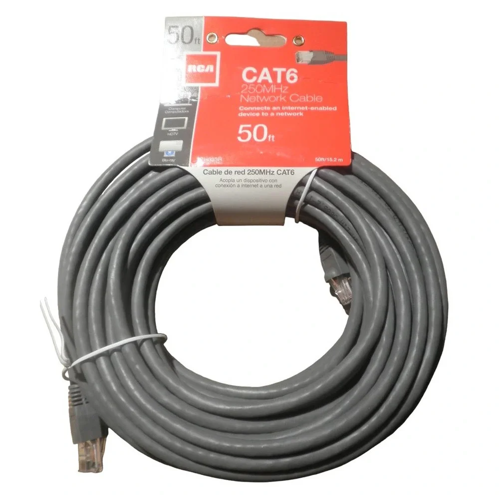 RCA 25-Feet Cat6 Network Cable 250Mhz Ethernet Cable, Gray (TPH632R) - Free Ship